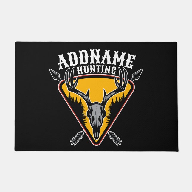 ADD NAME Hunter Elk Skull Big Antlers Deer Hunting Doormat (Front)