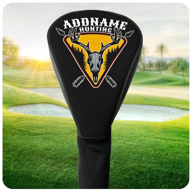 ADD NAME Hunter Elk Skull Big Antlers Deer Hunting Golf Head Cover (Creator Uploaded)