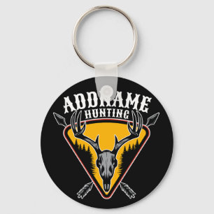 ADD NAME Hunter Elk Skull Big Antlers Deer Hunting Key Ring