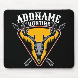 ADD NAME Hunter Elk Skull Big Antlers Deer Hunting Mouse Mat