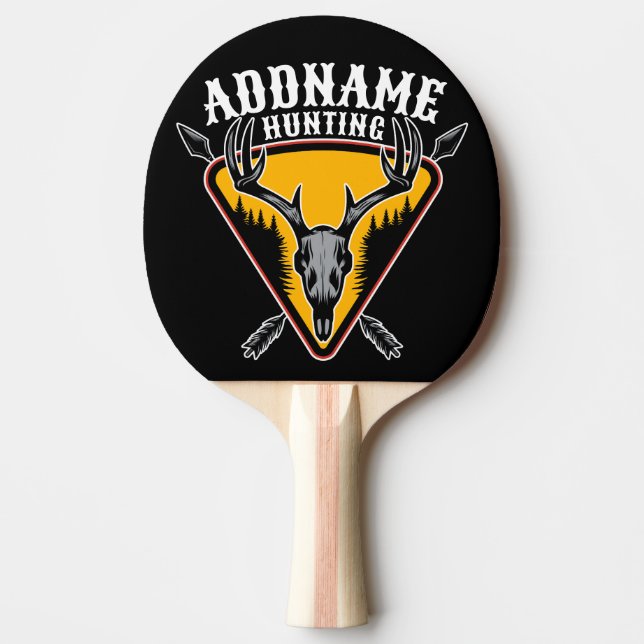 ADD NAME Hunter Elk Skull Big Antlers Deer Hunting Ping Pong Paddle (Front)