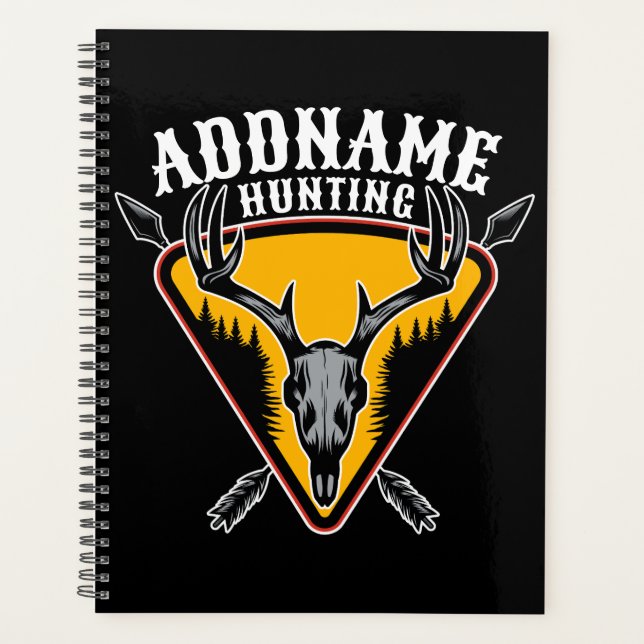 ADD NAME Hunter Elk Skull Big Antlers Deer Hunting Planner (Front)