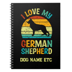 Add Name - I Love My German Shepherd Dog Sunset Notebook