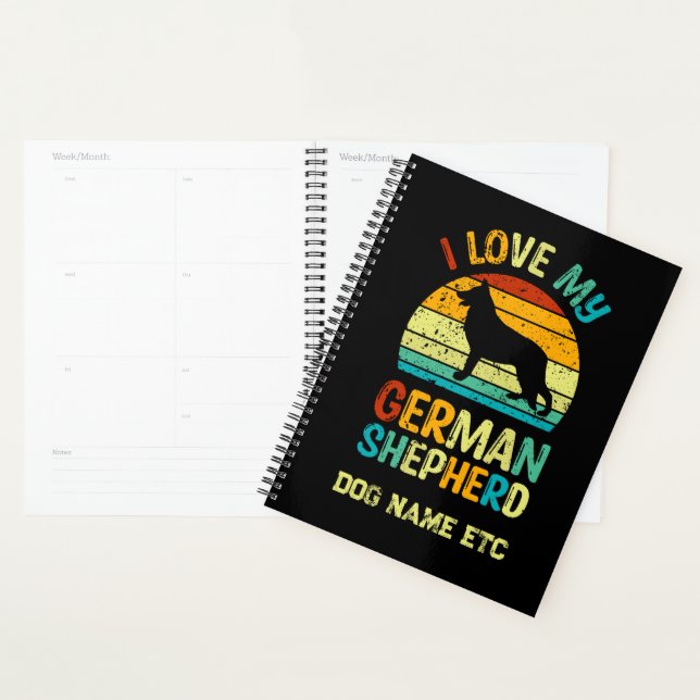 Add Name - I Love My German Shepherd Dog Sunset  Planner (Display)