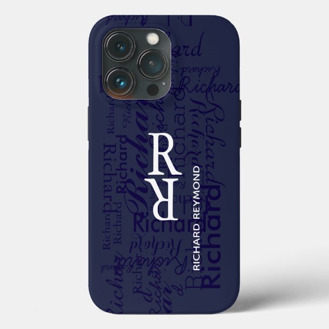 add name/initial to get personalised blue  Case-Mate iPhone case (Back)