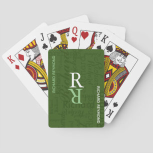 Add Name Initial to get Personalised Green Playing Cards