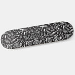 Add Name Initials, Black Grey Auto Car Parts  Skateboard<br><div class="desc">Add any name or initials you want on this great design - See my store for lots more personalised skateboard designs and Skateboard T-Shirts,  Hoodies,  Backpacks,  Blankets and more.</div>