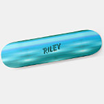 Add Name Initials, Light Blue Brushed Metal Effect Skateboard<br><div class="desc">Add any name or initials you want on this great design - See my store for lots more personalised skateboard designs and Skateboard T-Shirts,  Hoodies,  Backpacks,  Blankets and more.</div>