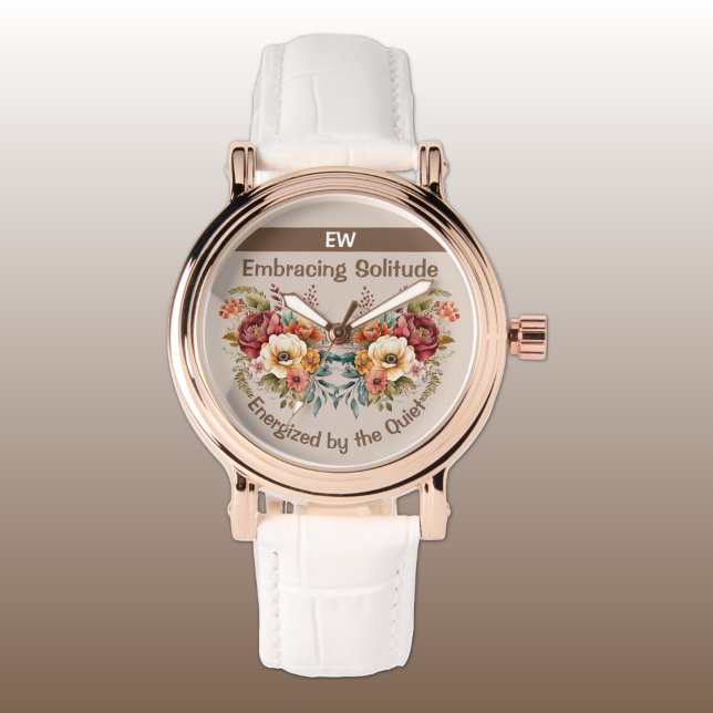 Add name introvert solitude floral brown watch (Creator Uploaded)