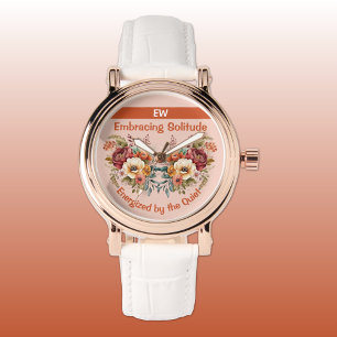 Add name introvert solitude floral orange watch
