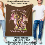 Add Name - Just A Girl Who Loves Dragons! Pink     Fleece Blanket<br><div class="desc">Add a Name  or Change Text  - Just A Girl Who Loves Dragons! - -  See my store for lots more great Dragon Gift Ideas</div>