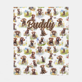 Add Name, Labrador Retriever Dog  Fleece Blanket