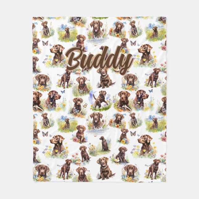 Add Name, Labrador Retriever Dog  Fleece Blanket (Front)