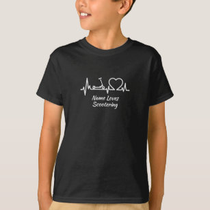 Add Name Loves Scootering Scooter Heartbeat Line   T-Shirt