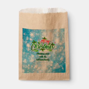 Add Name Matching Merry Christmas Blue Favour Bags