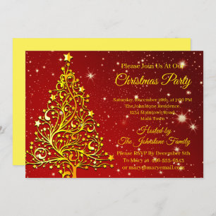 Add Name Matching Set Christmas Red Gold Tree Star Invitation