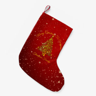 Add Name Matching Set Christmas Red Gold Tree Star Small Christmas Stocking