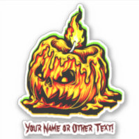 Add Name, Melting Candle Flame Pumpkin Head       