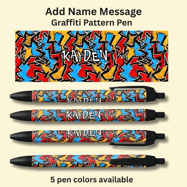 Add Name Message, on Graffiti Pattern Black Ink Pen (Creator Uploaded)