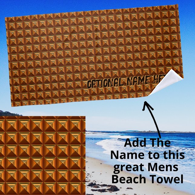 Add Name, Metallic Block Waffle Effect Look Brown Beach Towel (Creator Uploaded)