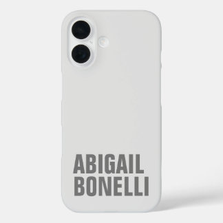 Add name minimalist bold modern grey chic iPhone 16 case
