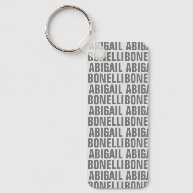 Add name minimalist bold modern grey chic key ring (Front)