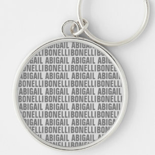 Add name minimalist bold modern grey chic key ring