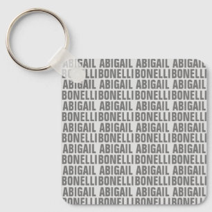 Add name minimalist bold modern grey chic key ring