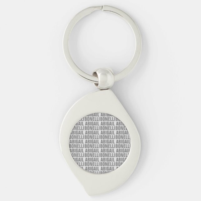 Add name minimalist bold modern grey chic key ring (Front)