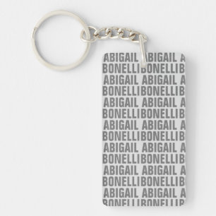 Add name minimalist bold modern grey chic key ring
