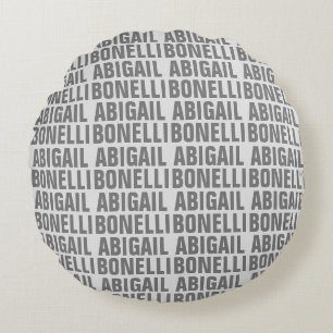 Add name minimalist bold modern grey chic round cushion