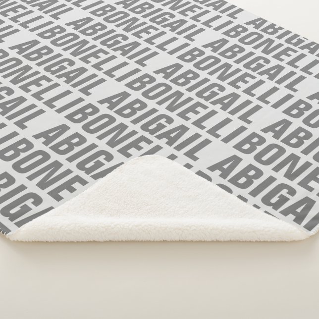 Add name minimalist bold modern grey chic sherpa blanket (3/4)