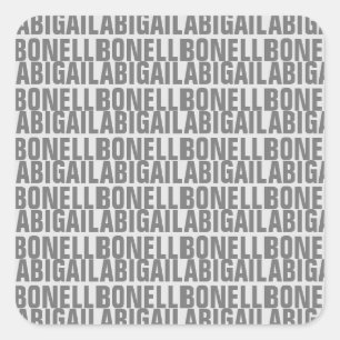 Add name minimalist bold modern grey chic square sticker