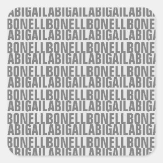 Add name minimalist bold modern grey chic square sticker