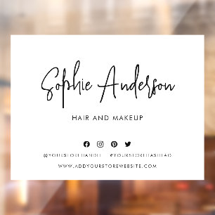 Add Name Modern Script Social Media Custom Color Window Cling