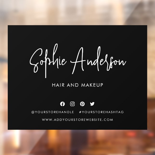 Add Name Modern Script Social Media Custom Colour Window Cling (Sheet 2)