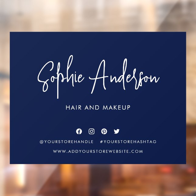 Add Name Modern Script Social Media Custom Colour Window Cling (Sheet 2)