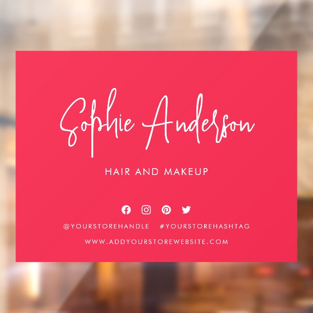 Add Name Modern Script Social Media Custom Colour Window Cling (Sheet 2)