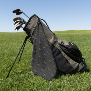 Add Name & Monogram Chic & Elegant Black Gold Mens Golf Towel