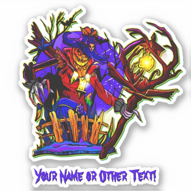 Add Name, Monster Pumpkin Head Scarecrow with Lamp (Front)