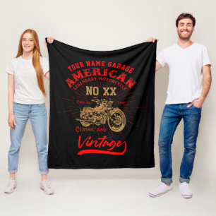 Add Name Number American Legendary Motorcycle      Fleece Blanket