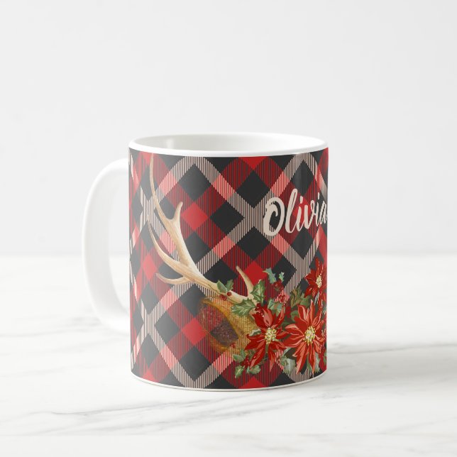 Add Name - Oh Deer Woodland Antlers Coffee Mug (Front Left)