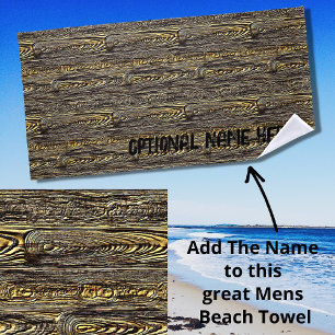 Add Name, Old Gnarly Wood Bark Texture Beach Towel
