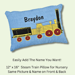 Add Name - Old Steam Train Picture Boy Child Kids Decorative Cushion