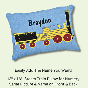 Add Name - Old Steam Train Picture Boy Child Kids  Decorative Cushion