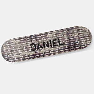 Add Name or Initials Distressed on Brick Skateboard