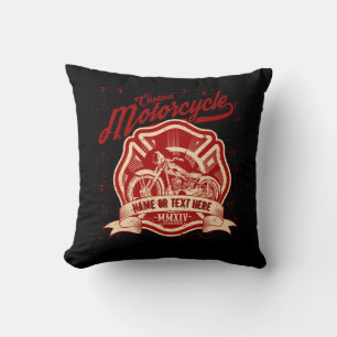 Add Name or Text Custom Motorcycle Grunge          Cushion