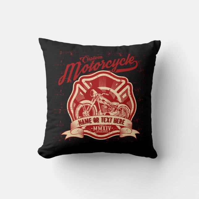Add Name or Text Custom Motorcycle Grunge          Cushion (Front)
