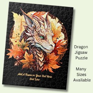 Add Name or Text, Dragon With Autumn Leaves Jigsaw Puzzle