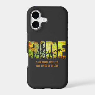 Add Name or Text Mountain Bike Rider Autumn Colour